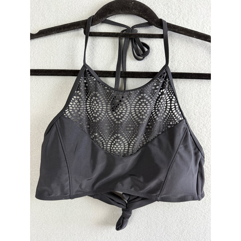 Bikinis Top Women's Medium Black Halter Swimsuit Mesh Detail‎ Tie